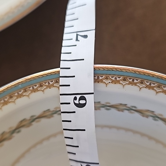 Vintage Alden by Meito Elegant Dinnerware 6 Gold Trim, Aqua Band Fruit/Dessert - Picture 7 of 7